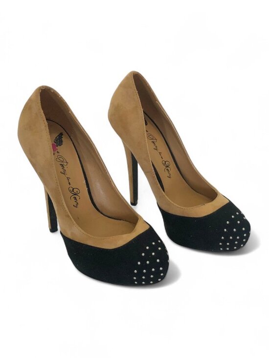 Penny Loves Kenny Shoes - Penny Loves Kenny Women's Suede 5" Pumps Metallic Silver Studded Toe Size 7 New